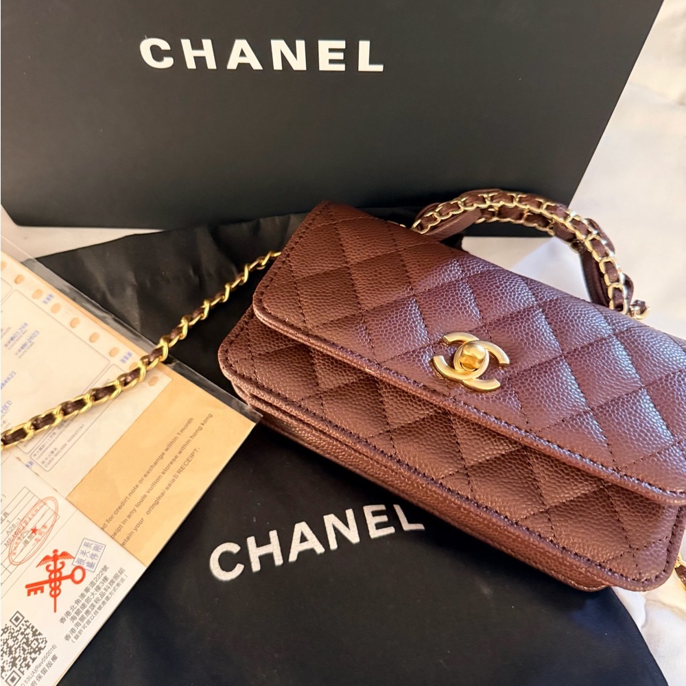 Burgundy/Wine Quilted Genuine Caviar Leather Bag